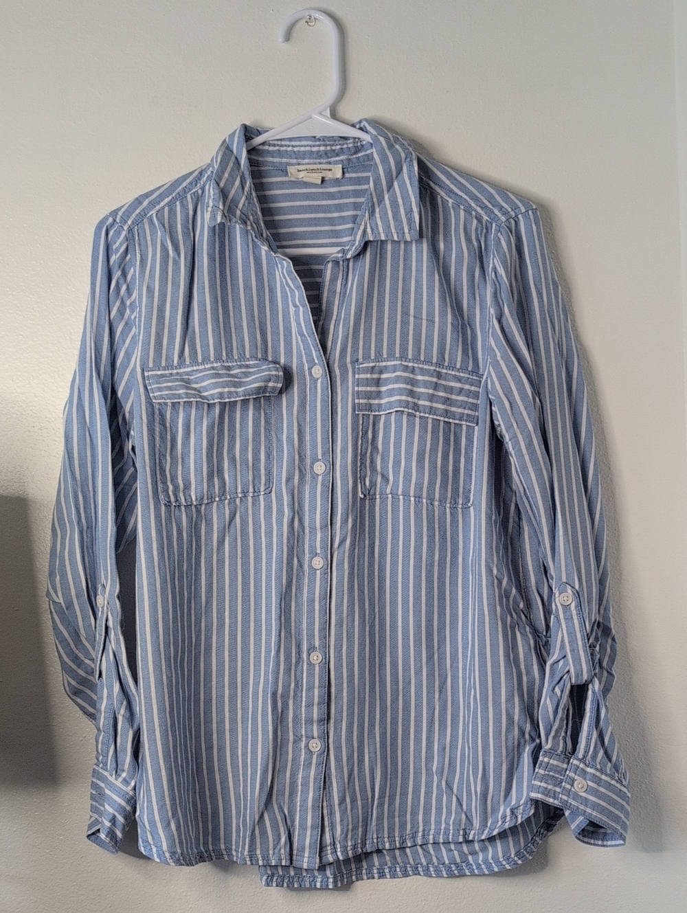 beachlunchlounge Light Blue and White Striped Shirt